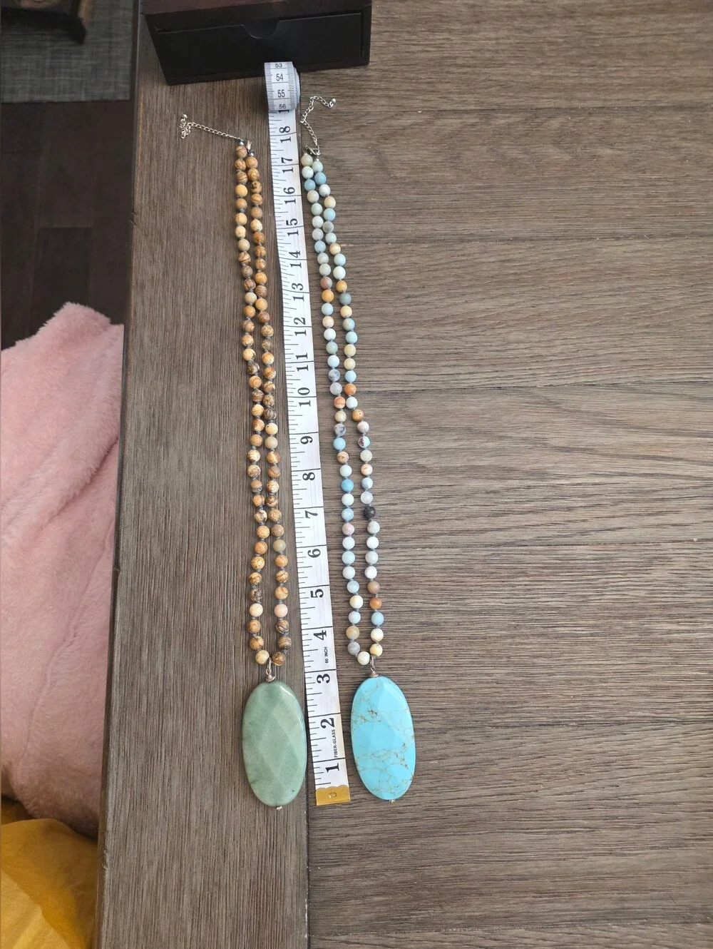 Boho Amazonite Beaded Necklace with Oversized Turquoise Pendant
